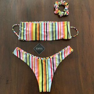 Colorful Striped Cami Bikini With Headband